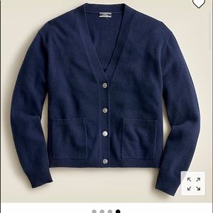 JCrew Large Navy Cashmere relaxed pocket cardigan